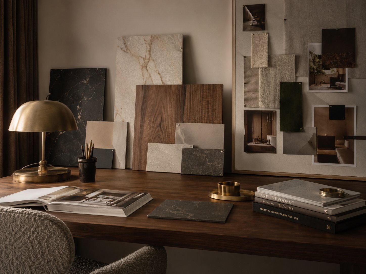 Design studio with material samples